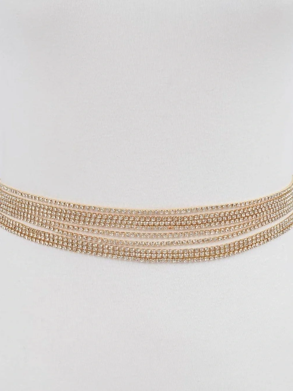 Gold & Crystal  Layered Chain Belt